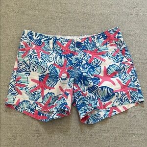 Lilly Pulitzer Blue and Pink Bermuda Shorts Vibrant Summer Style